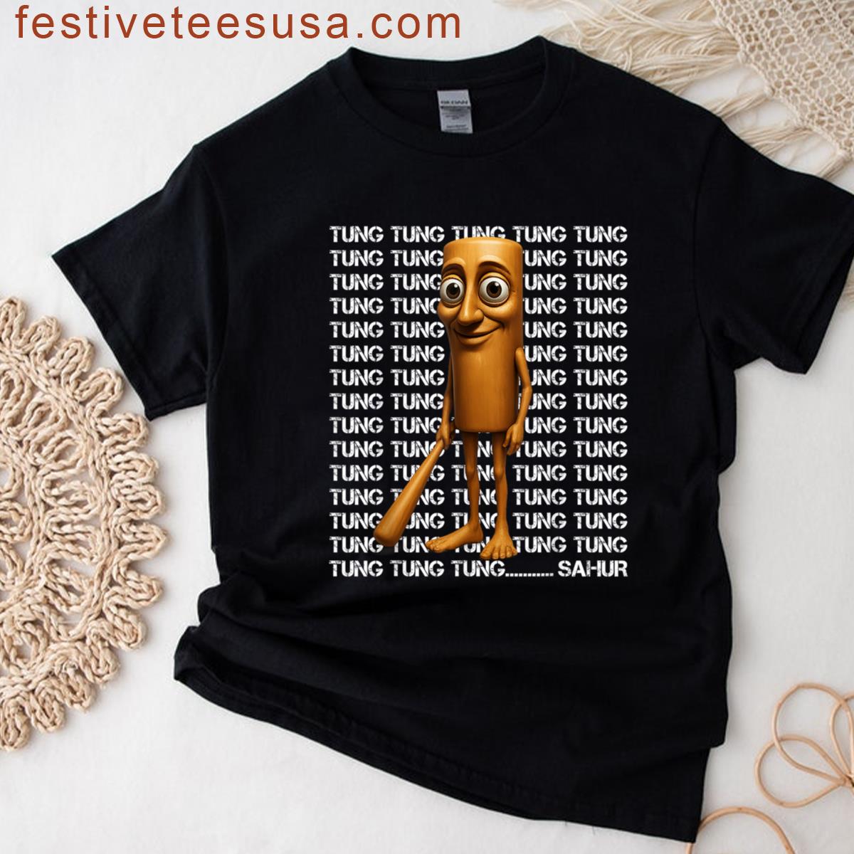 Tung Tung Tung Sahur Funny Italian Brainrot Meme Boys Kids T-shirt