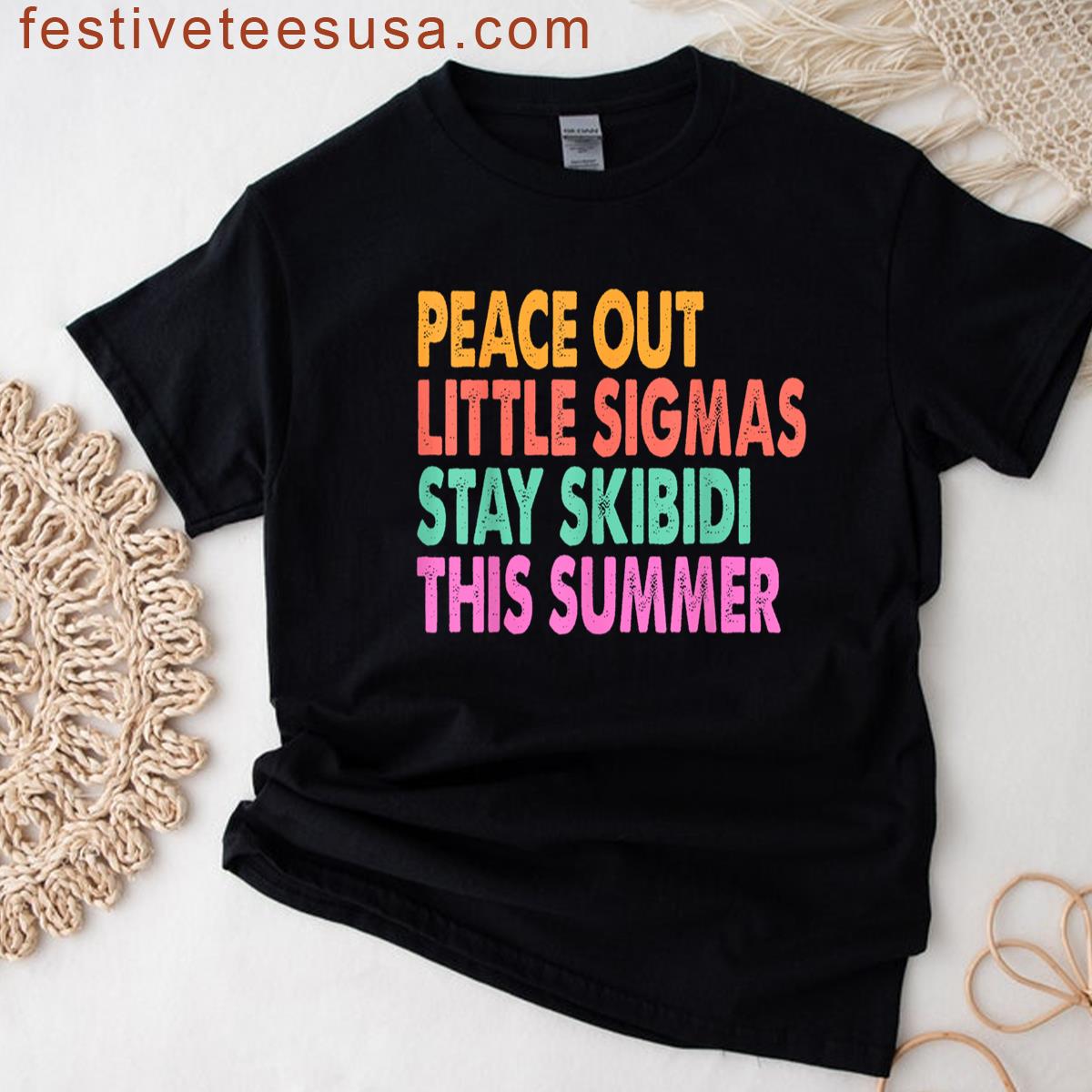 Vintage Peace Out Little Sigmas Stay Skibidi Last Day School T-shirt