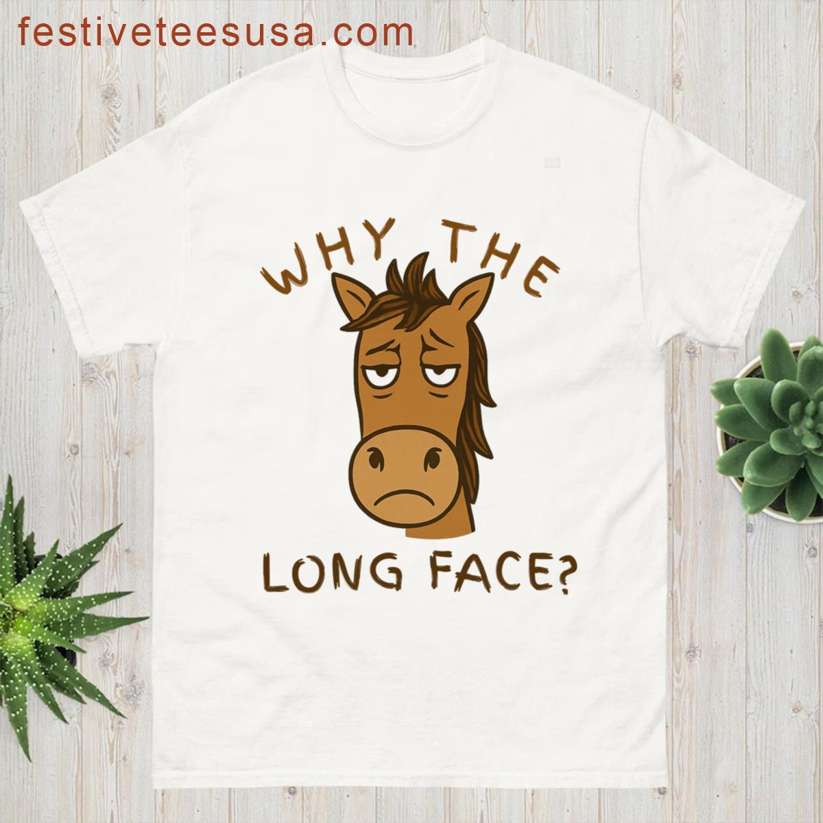 Why The Long Face Funny Horse Joke Retro Cartoon Men Women T-shirt