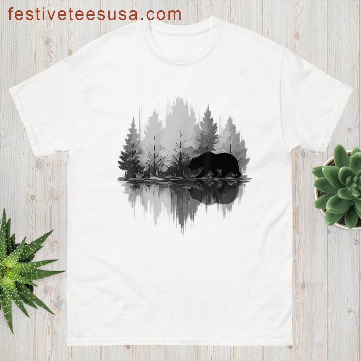 Wildlife Abstract Nature Animal Bear Reflection Forest Trees T-shirt